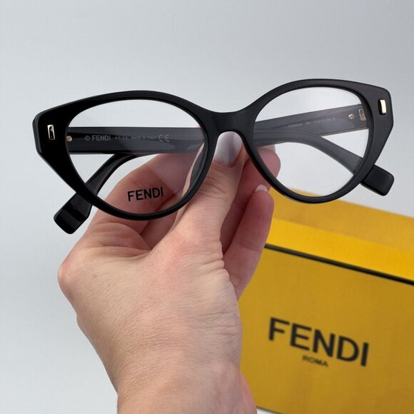 Fendi FE50020I FIRST 001 BRAND NEW Eyeglasses Shiny Black Women Cat Eye